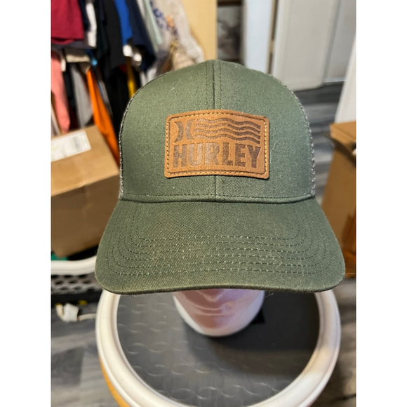 Men's Hurley Green Grey Trucker Hat One Size - Picture 1 of 7